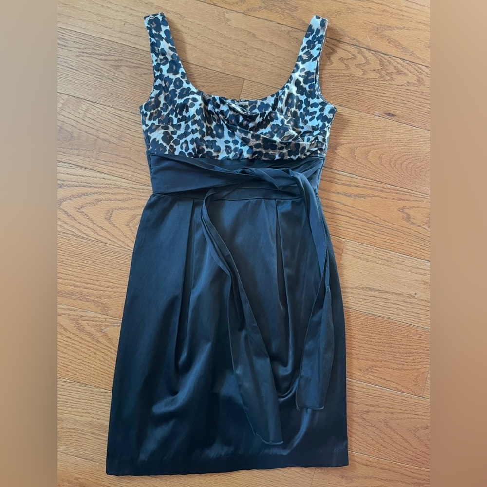Teeze Me Leopard Print Satin Party Dress Black Skirt Y2K Style Size 5